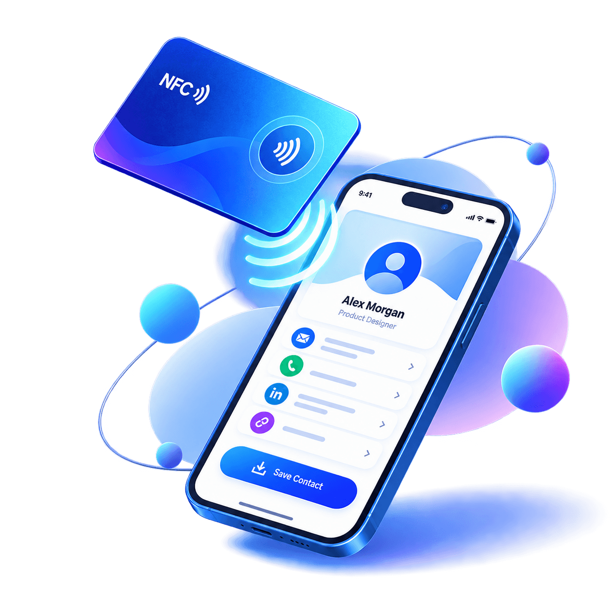 Tap an NFC card to instantly share your digital business card